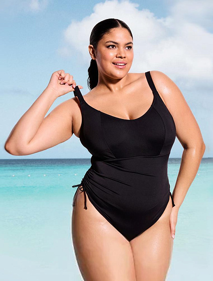 Фото Черный слитный купальник без косточек Elomi на большую грудь, купить